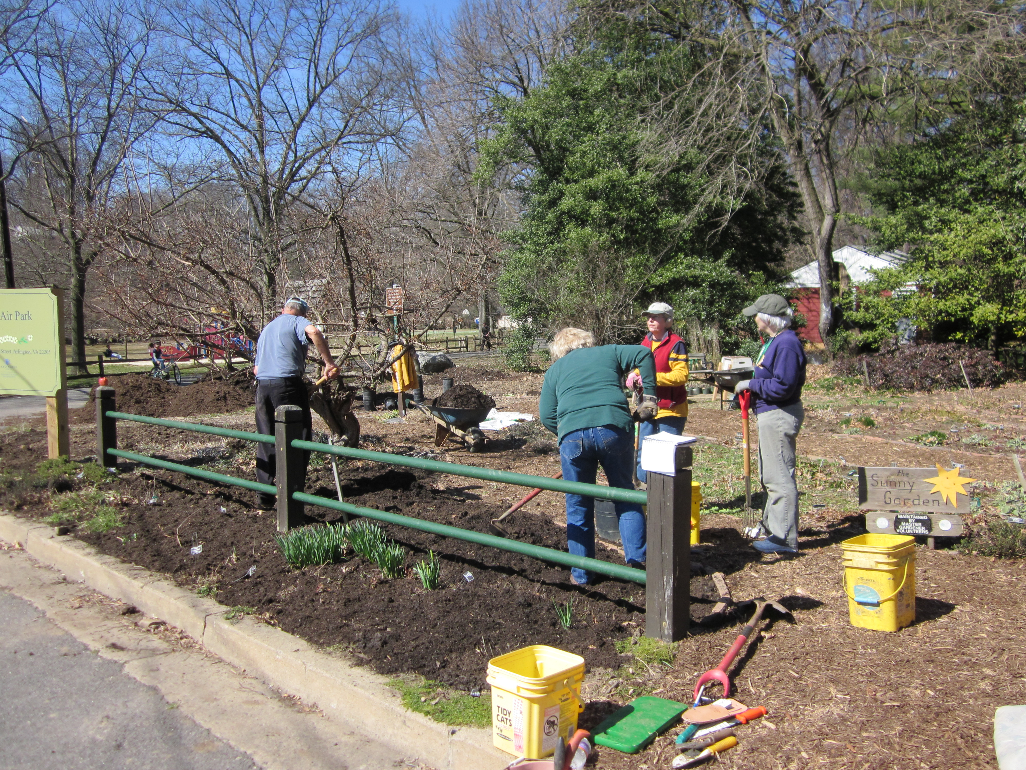 A team of volunteers starts the rejuvenation process in Bed 7 during a work party in March
