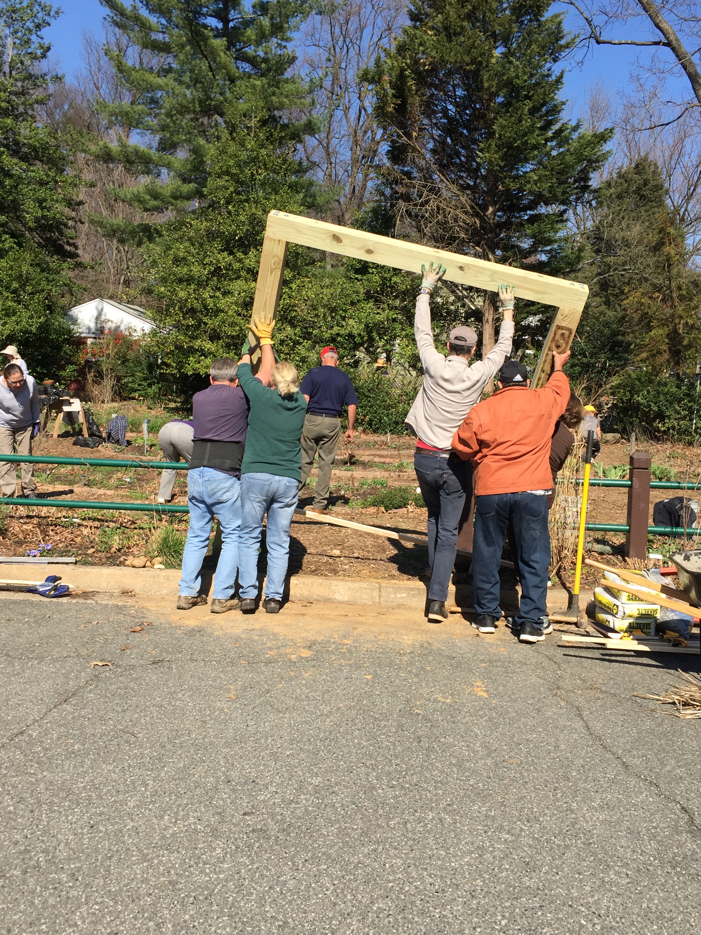 The arbor is positioned in place,