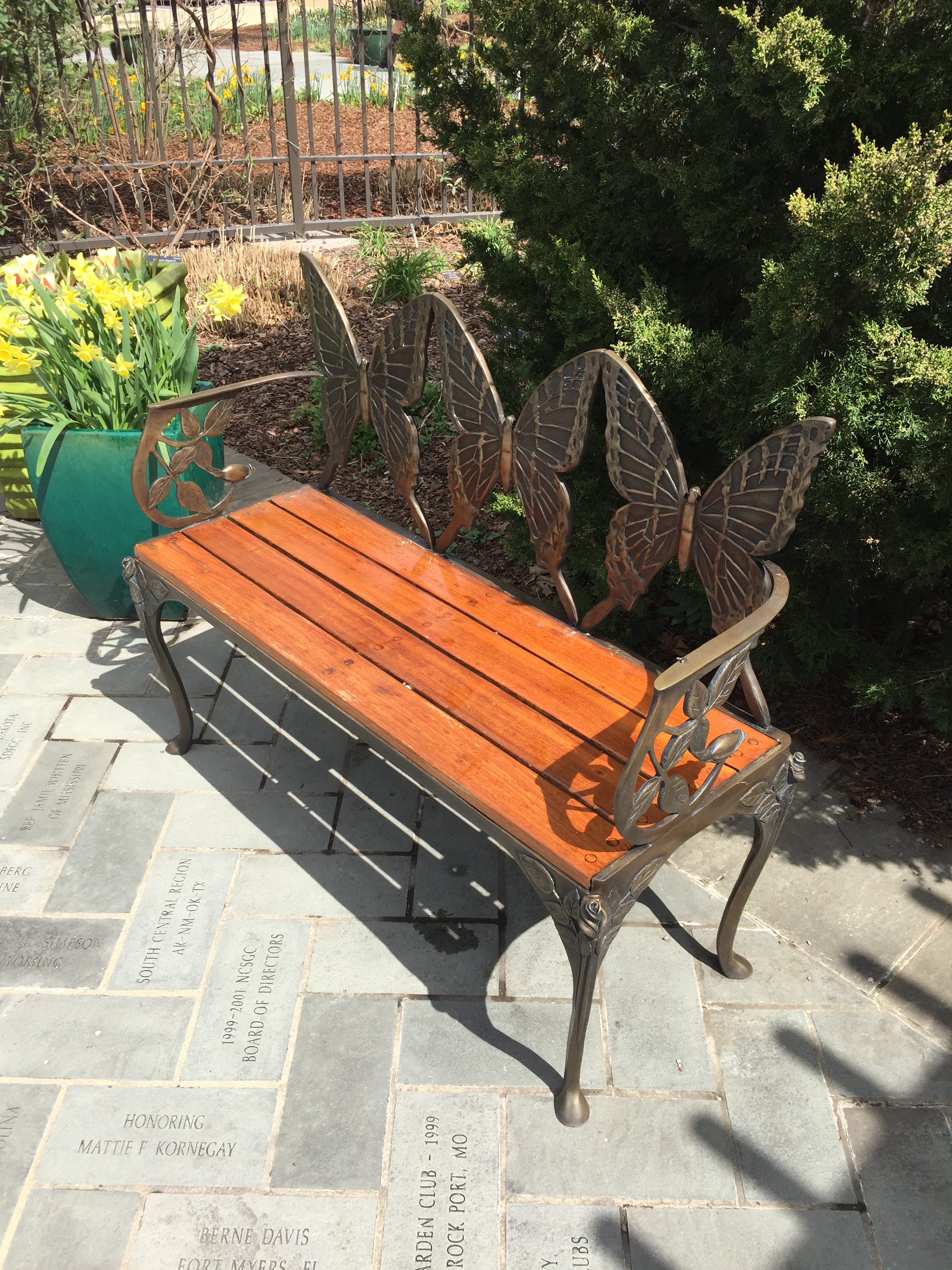 Decorative bench in the Butterfly Garden