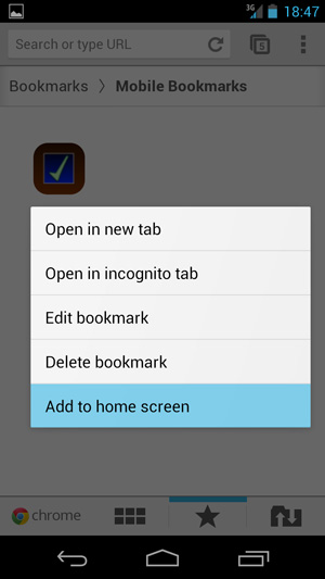 Add webpage to Android Home screen