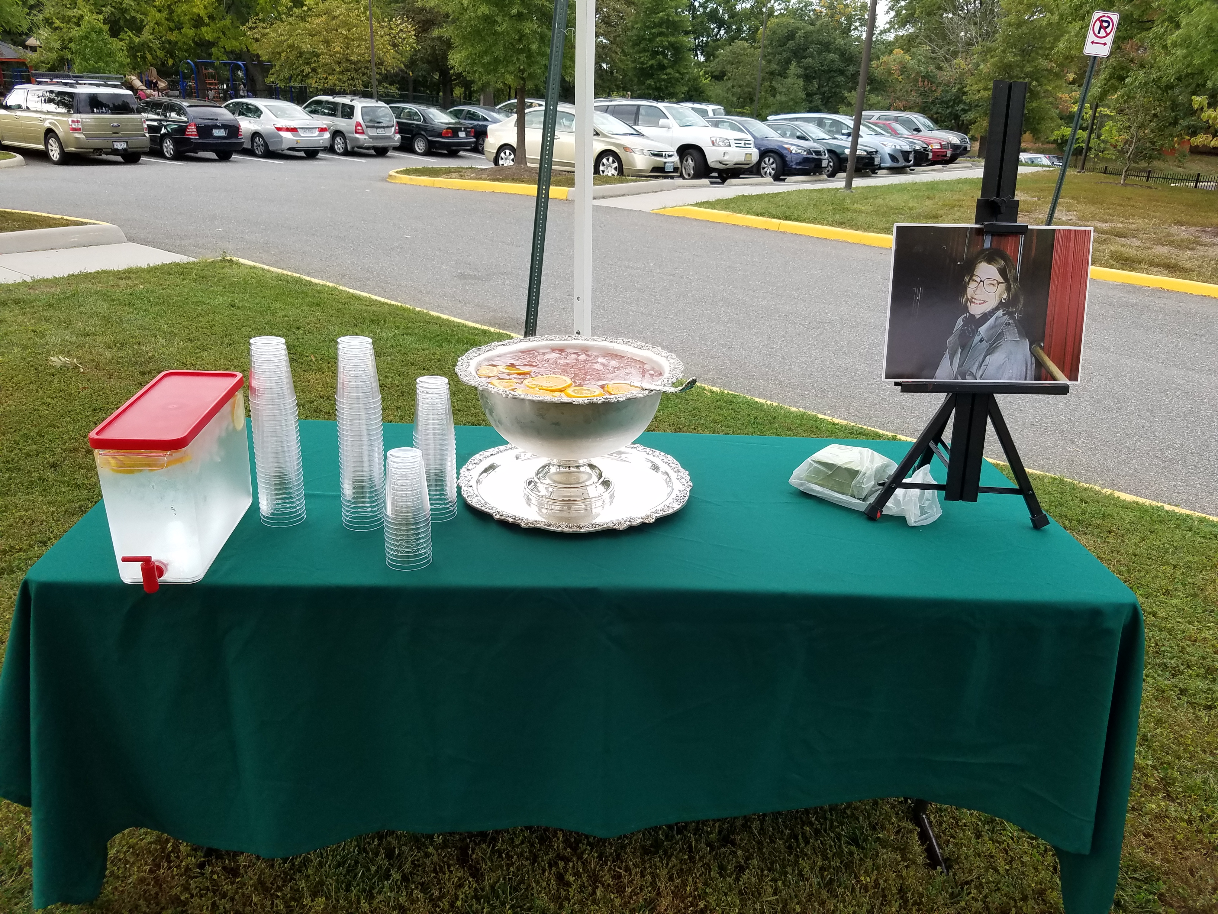 Tribute Bench Dedication Refreshments and portriait of Mary Newton
