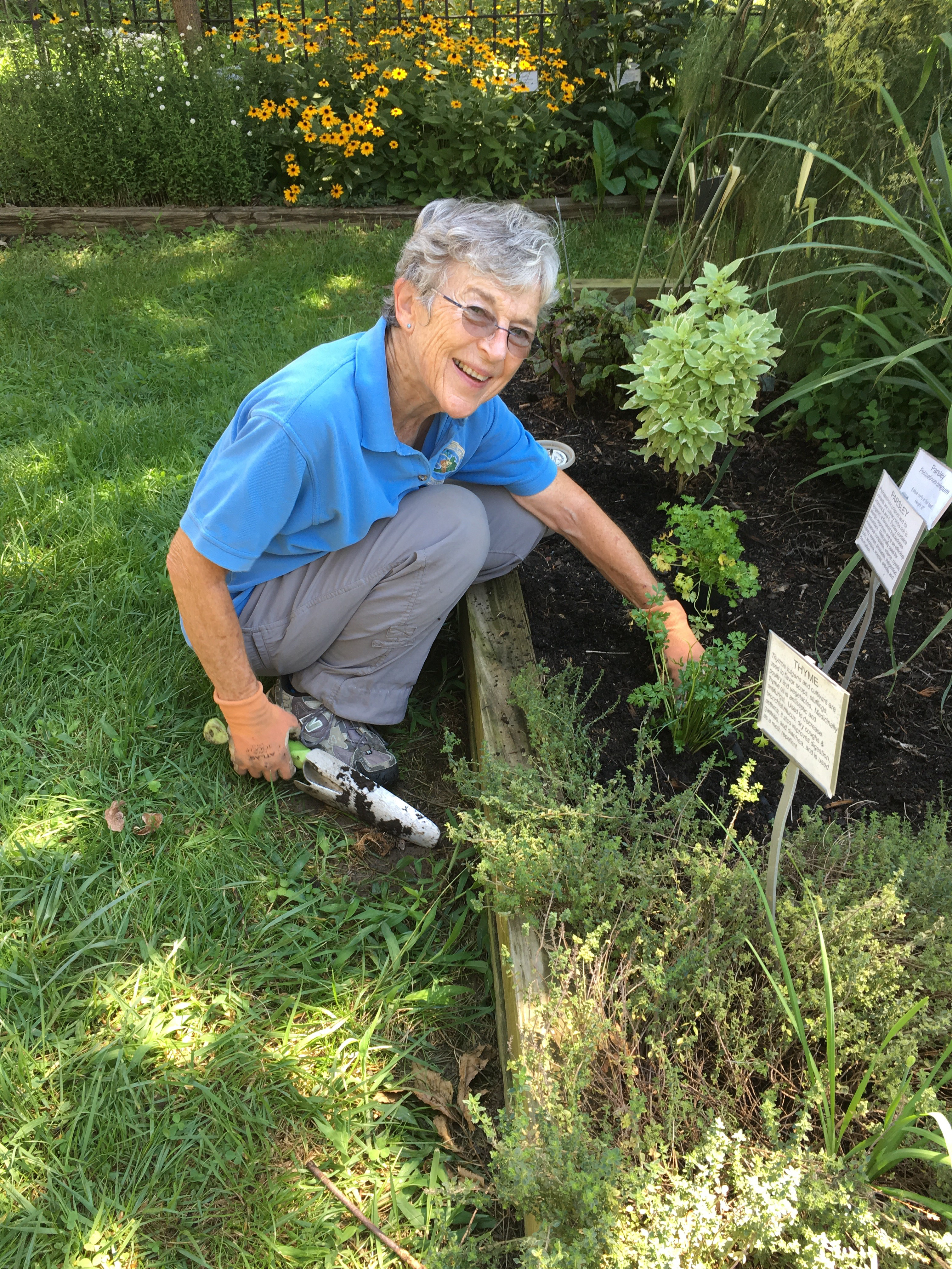 Master Gardener Judy Funderburk at the Glencarlyn Library Community Garden.