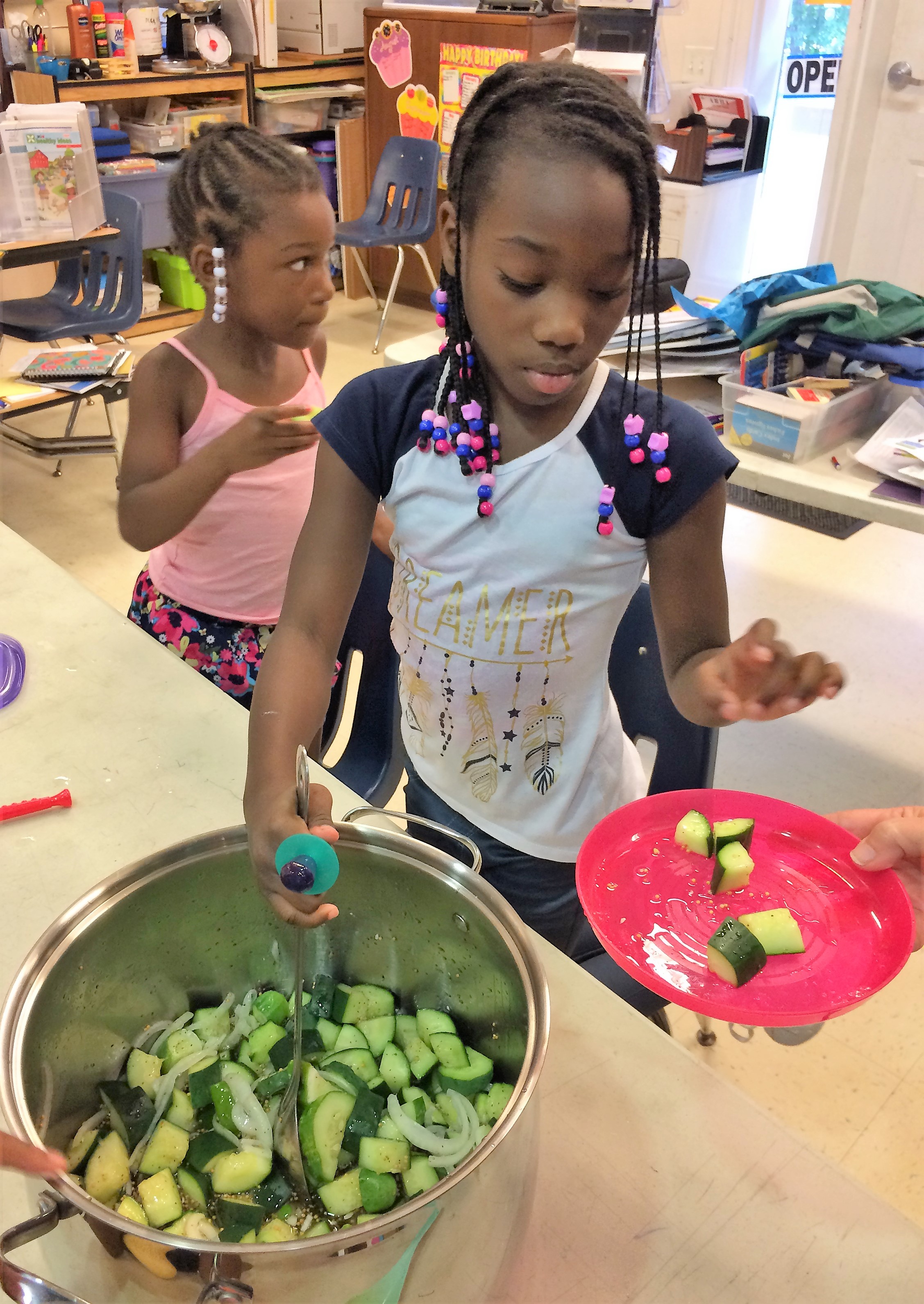 Tasting the pickles.