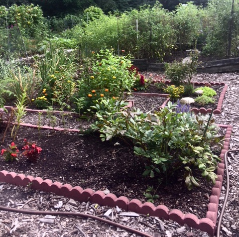 Brick bordered bed at Jones Point Park Community Garden
