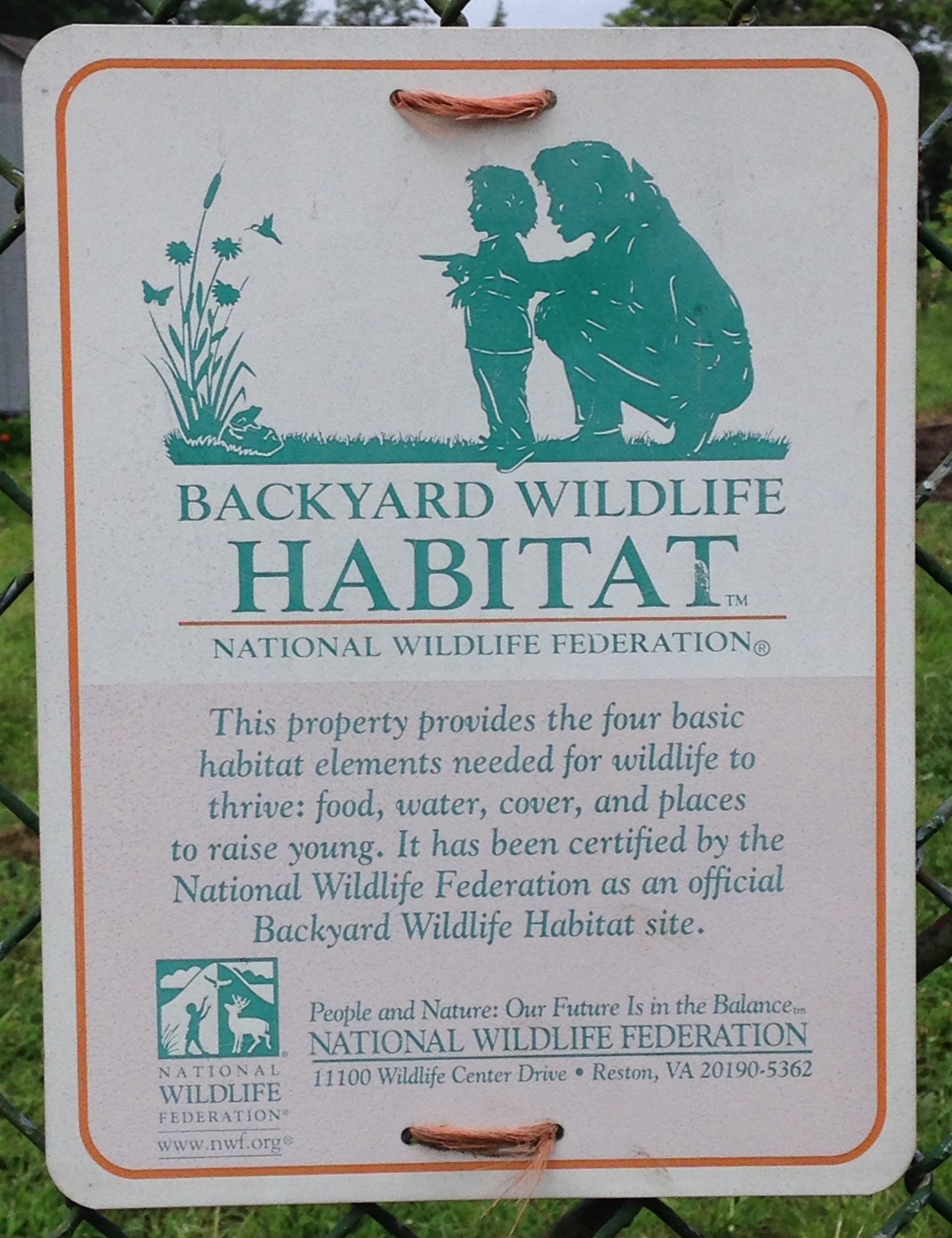 National Wildlife Federation certified Backyard Wildlife Habitat Sign, Fort Barnard Community Garden
