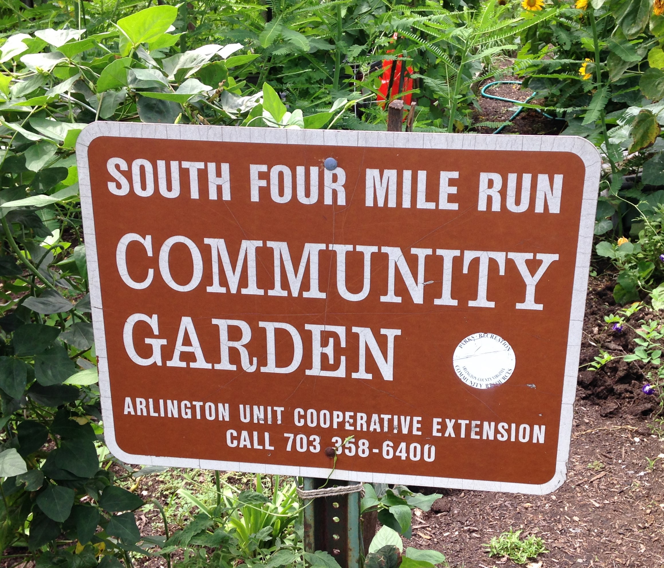 South Four Mile Run Community Garden Sign in south Arlington