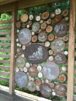 The Forest Edge Pavilion makes clever use of wood from various trees for its educational display. Photo © 2015 Elaine Mills