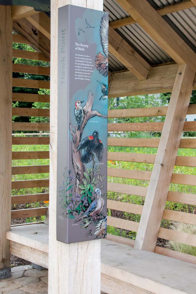The pavilion at Hawk Point provides a restful place to watch meadow birds. Photo by Duane Erdmann, Longwood Gardens Web site.