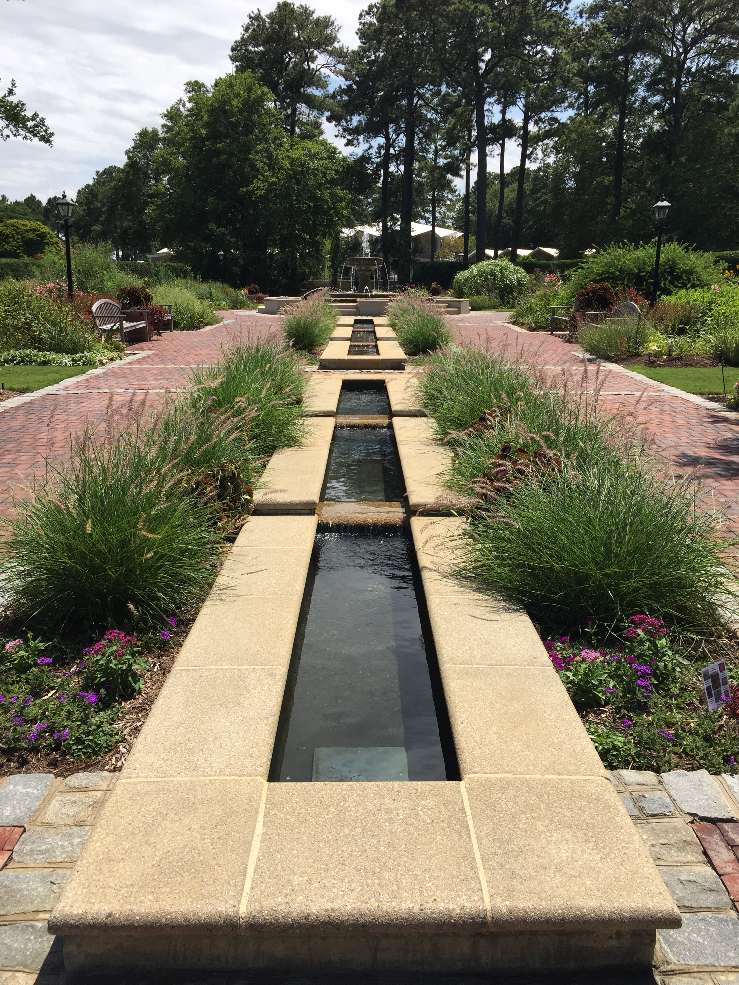 Water moves through terraced canals in the Perennial Garden. Photo © 2018 Elaine Mills