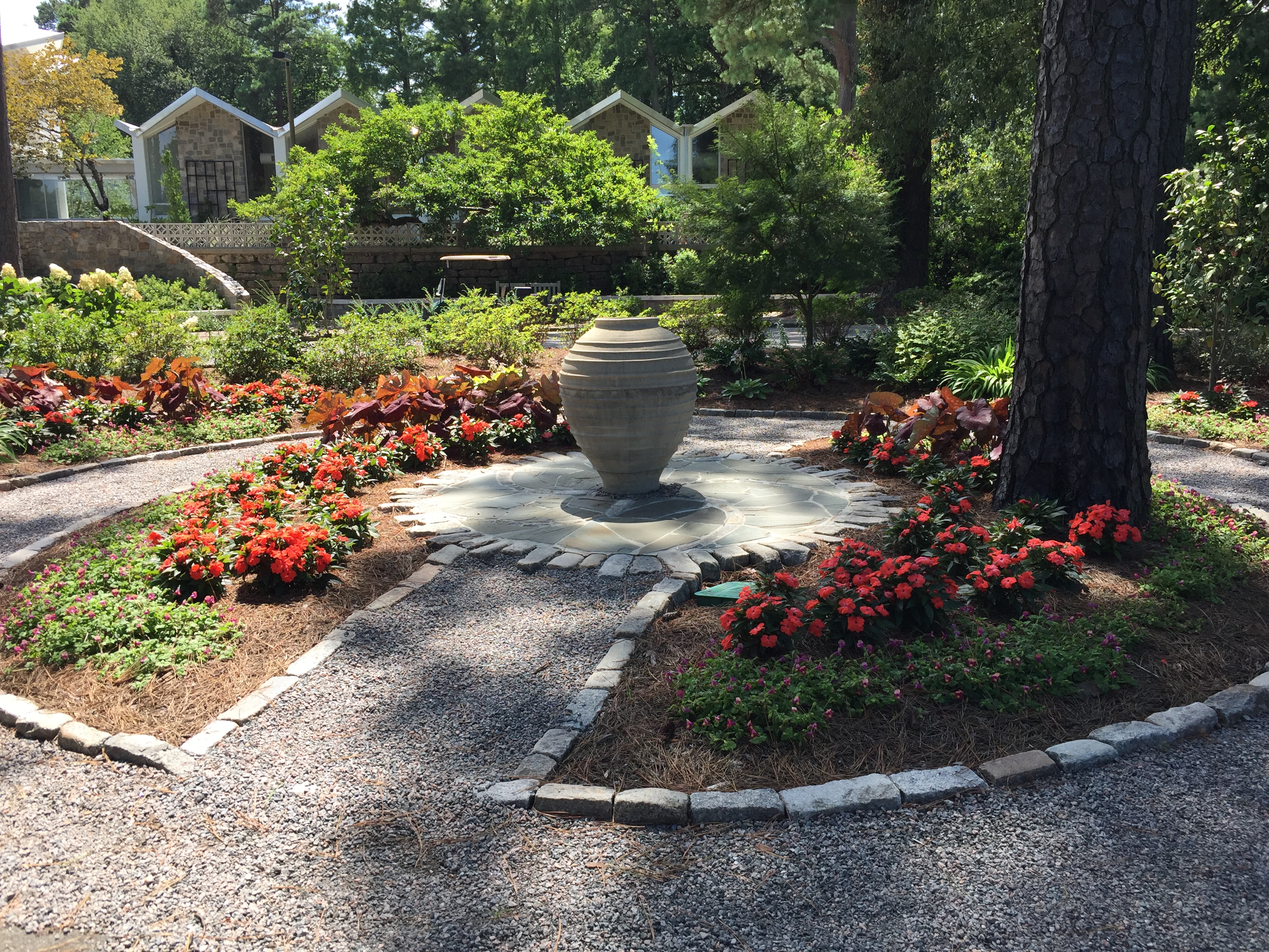 The Circle Garden is a restful spot to sit looking toward the boat basin. Photo © 2018 Elaine Mills