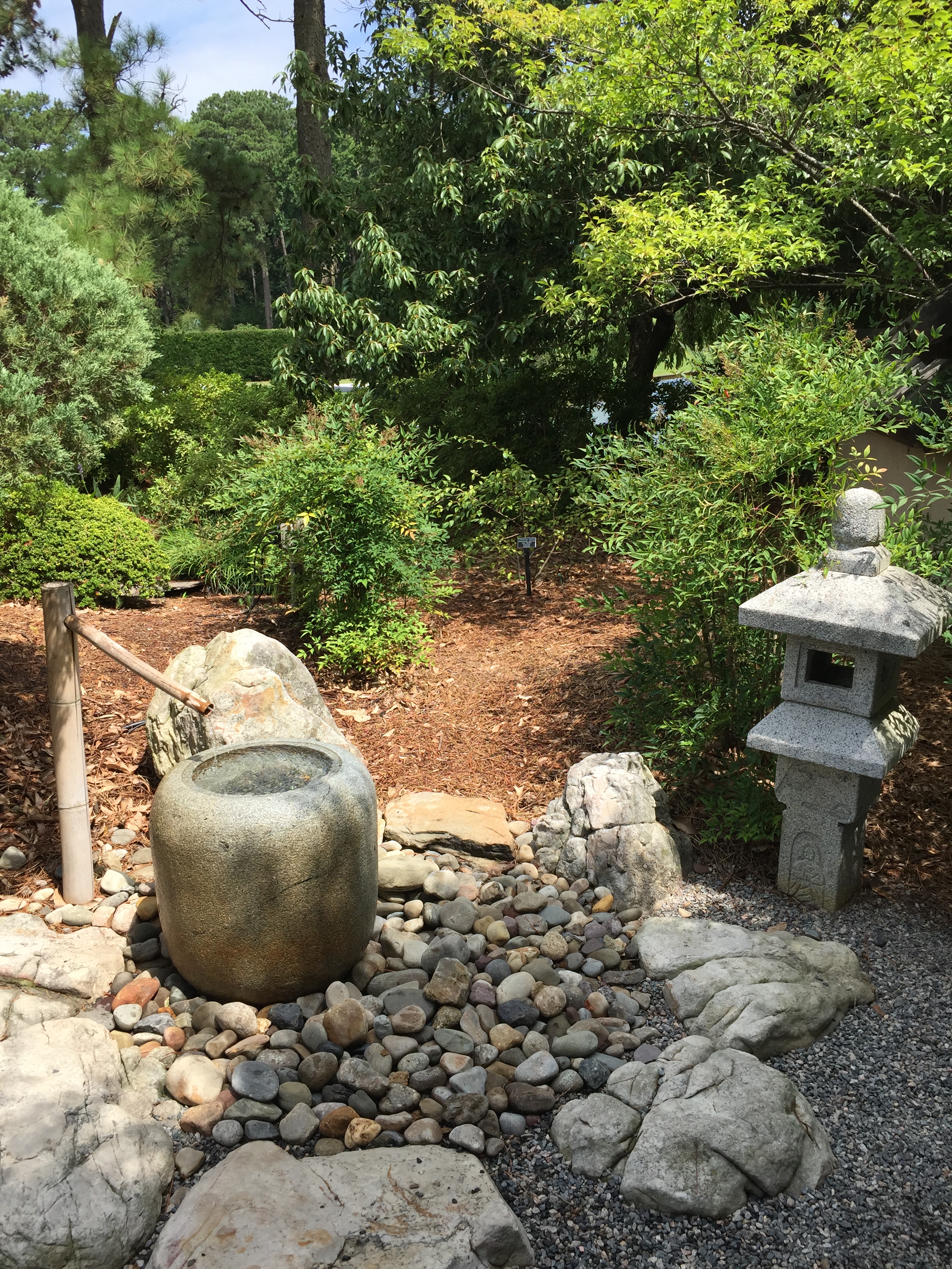 A fountain and lotus pool introduce water elements in the Japanese Garden. Photo © 2018 Elaine Mills.