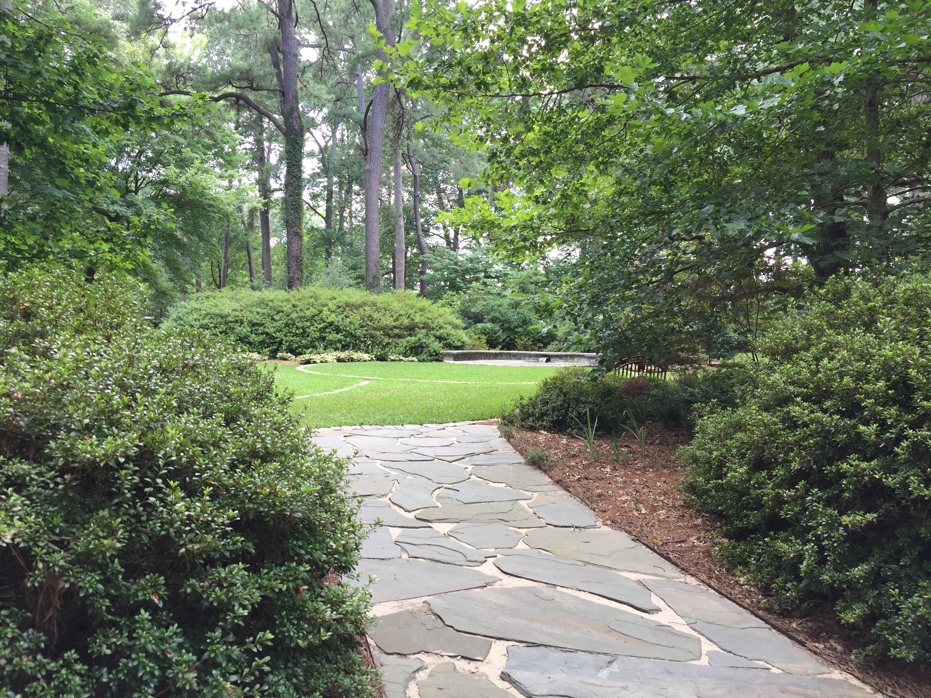 A quiet fountain provides soothing sounds in the Reflection Garden. Photo © 2018 Elaine Mills.