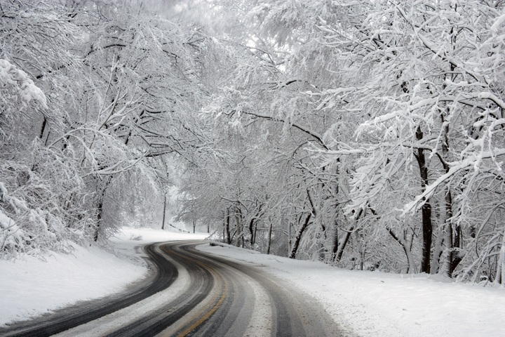 landscape with road and snow