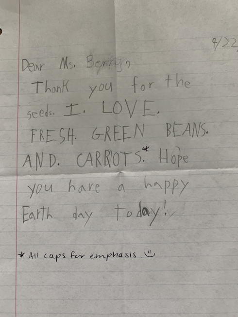 Sweet letter from Lynn Berry’s neighbor.