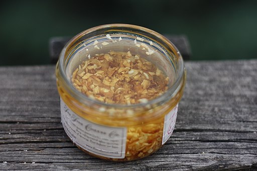 Garlic in oil in jar
