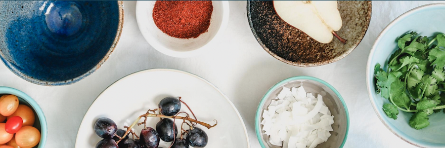 bowls with ingredients for cooking