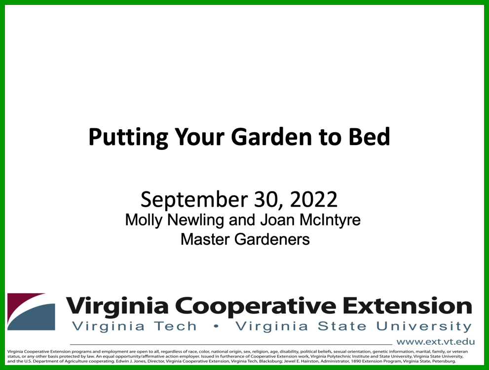 Putting Your Garden to Bed (Sept 2022)