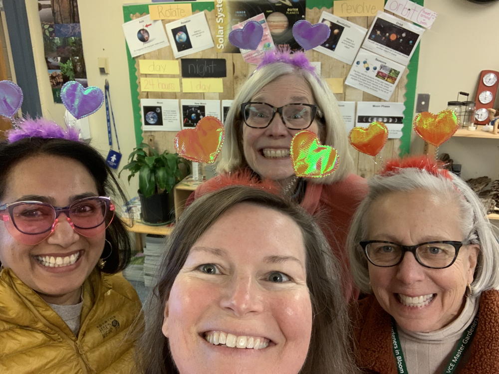 Sue Visnawatha, Cindy Robertson, Anne Reed, and Debbie Keefe on Valentines DayGals with Heart