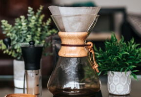 Coffee carafe with plants