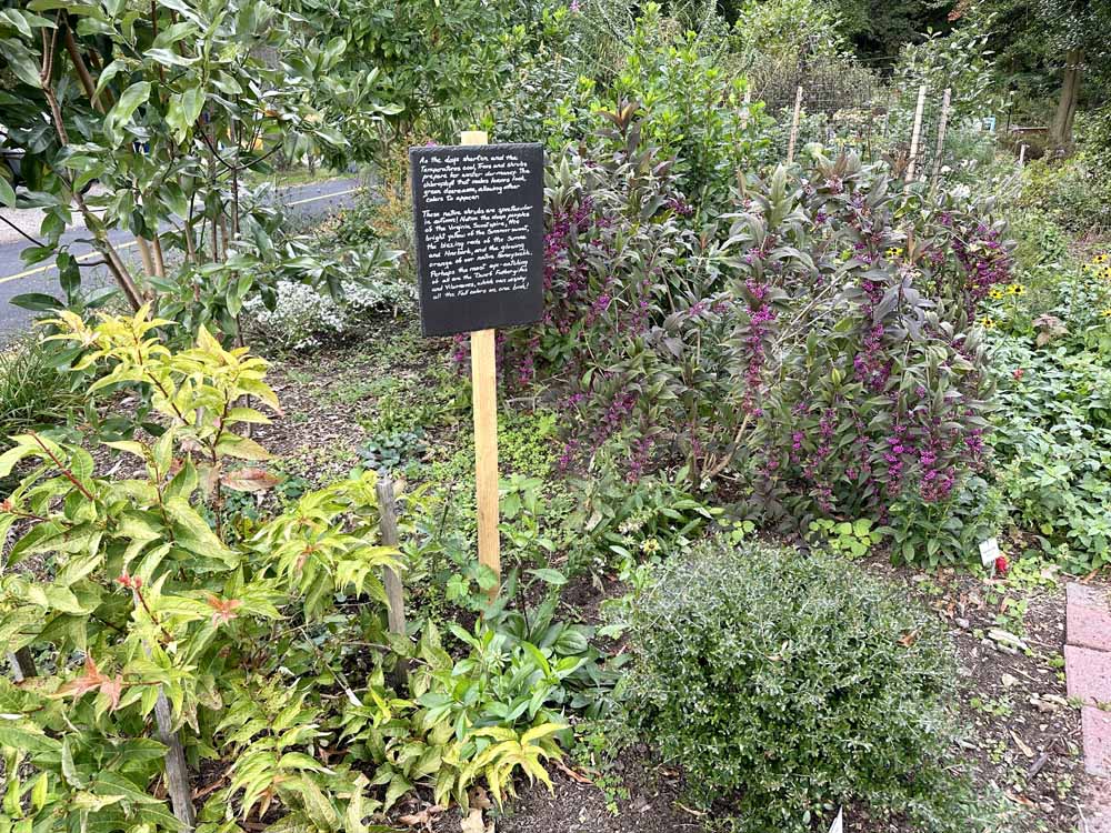 Seasonal signage in the Sunny Garden in October.