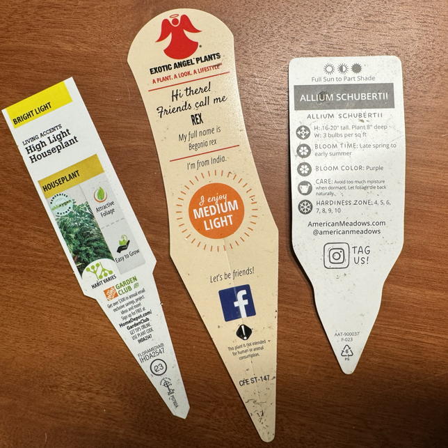 Plant id and care tags