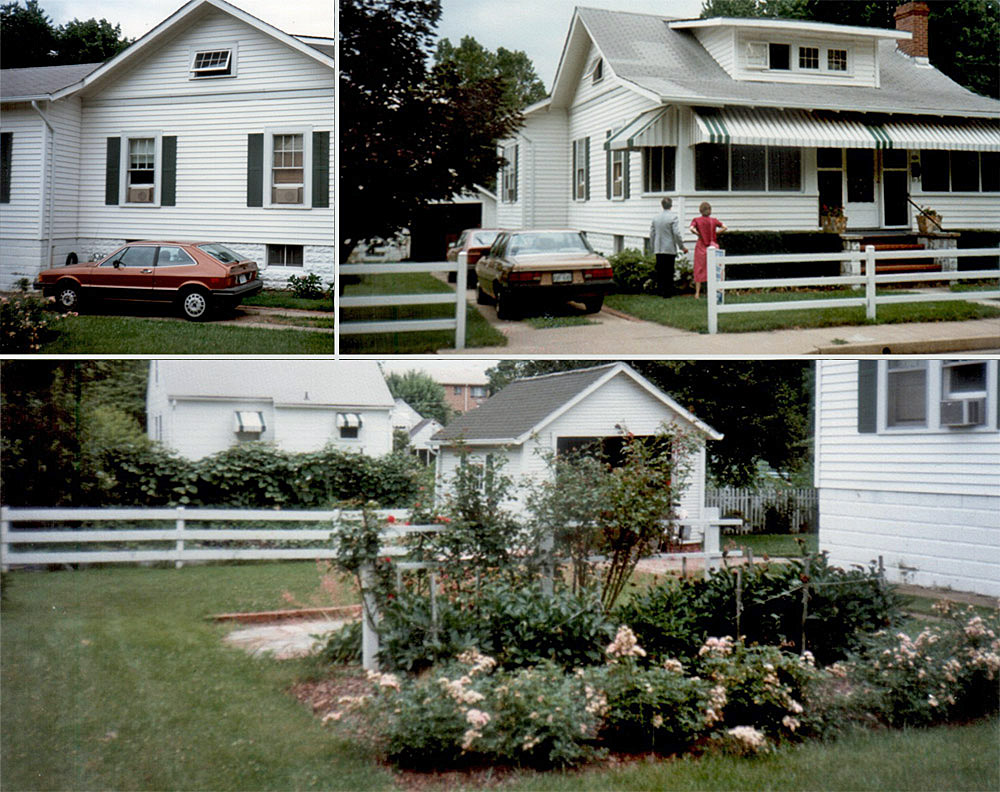 BEFORE: Front and side yards of mostly manicured lawn in 1985.