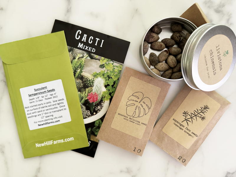 Seed packets for houseplants