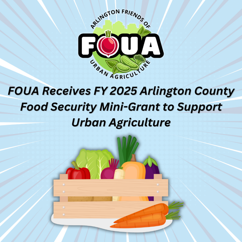 FOUA Receives FY 2025 Arlington County Food Security Mini-Grant to Support Urban Agriculture