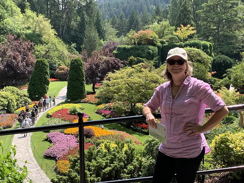 Cindy Robertson in Butchart Gardens, British Columbia in July 2024