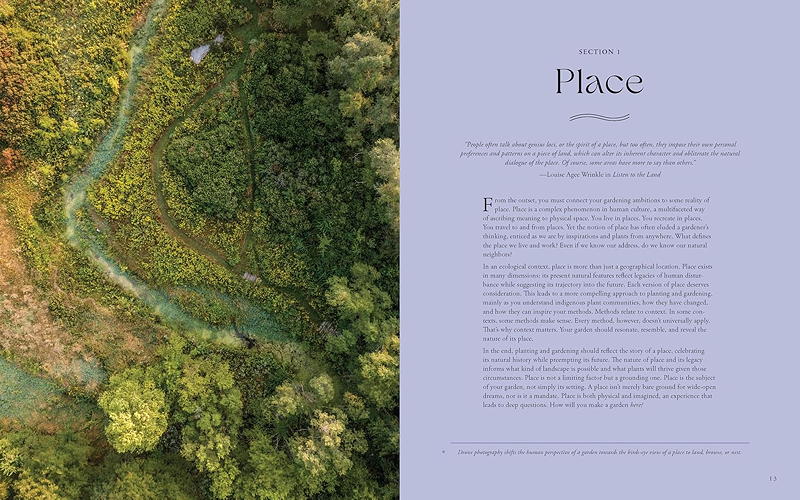 two page spread with garden and description of Place