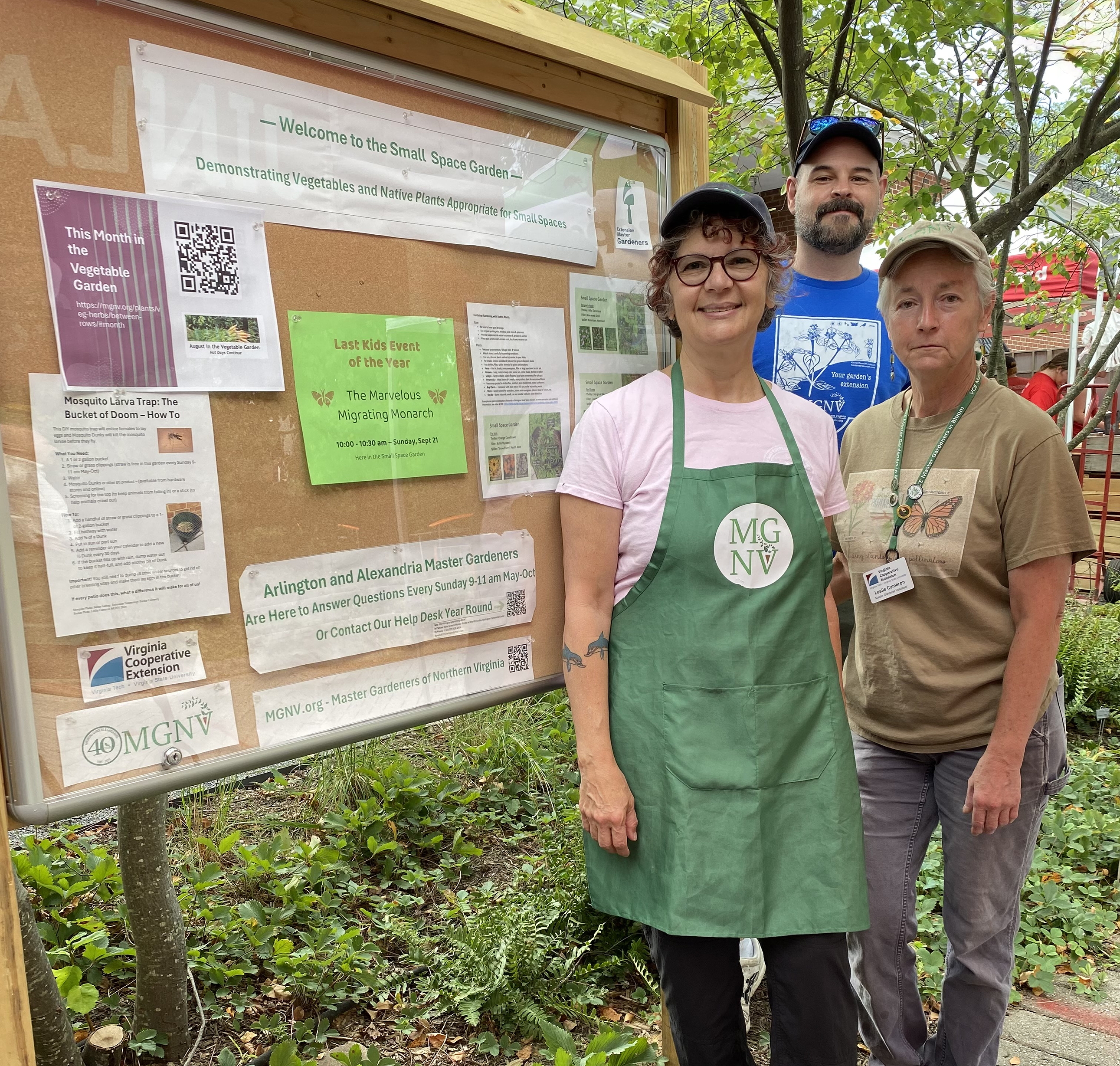 Garden coordinators welcome visitors to the garden.